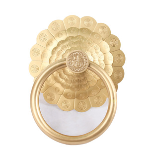 新中式纯铜门环仿古大门全铜拉手拉环狮子头兽头门把手老式铜门环