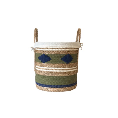 【原创】手工草编收纳筐脏衣篮棉绳篮简约包豪斯现代中古客厅家居
