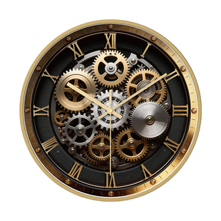 天极星复古挂钟罗马数字欧式钟表机械齿轮图案创意时尚静音石英钟