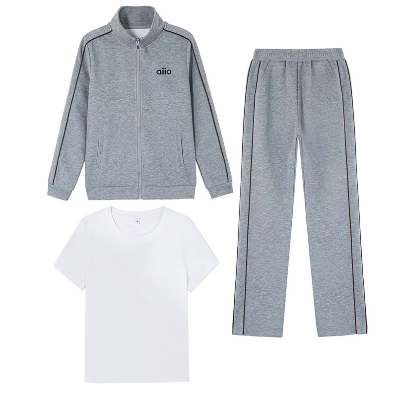 粉色开衫春秋运动服套装女三件套