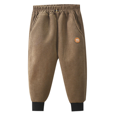 儿童裤子加绒灯芯绒冬季新款男女童装加厚保暖宝宝运动裤外穿童裤