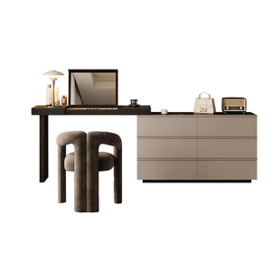 床尾翻盖梳妆台收纳柜斗柜一体女生卧室床头转角实木化妆桌高级感