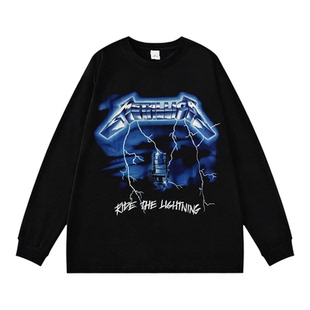 Metallica金属乐队摇滚复古印花纯棉长袖T恤男女宽松上衣内搭春秋