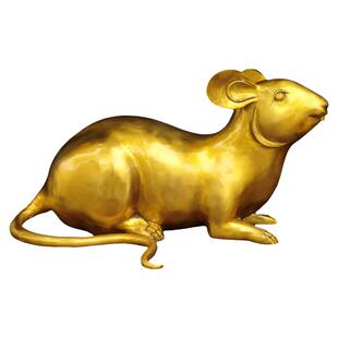 大号纯黄铜老鼠生肖金钱鼠五鼠运财母子鼠钱袋光面鼠家用财位摆件
