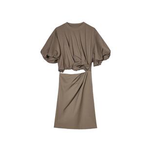 【淘宝专享】JNBY/江南布衣春夏连衣裙圆领泡泡袖宽松短款裙子女