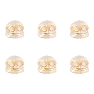 耳堵防掉18k镀金色耳钉汉堡硅胶透明超紧后边塞圆形固定头防掉扣