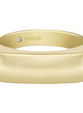 代购Fossil化石女士戒指简约百搭优雅耐磨损金色不锈钢材质