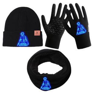 儿童手套帽子围巾三件套冬季加绒保暖防寒男童围脖学生青少年游戏