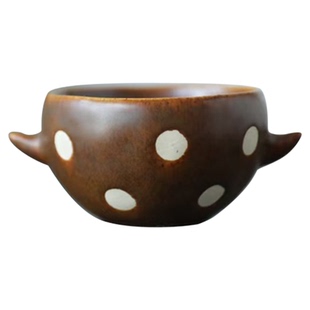 日式手作可爱牛角丸子杯陶瓷咖啡手握杯拿铁拉花小众设计高档精致