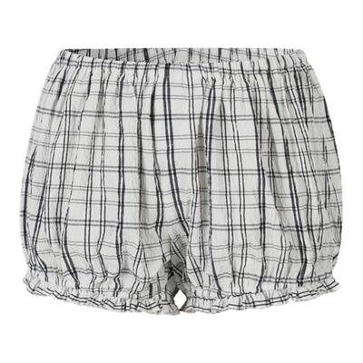 MHV ARCHIVE 新款泡泡纱褶皱白兰格纹女士花苞短裤