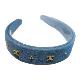鞠静祎同款凯旋门牛仔蓝色发箍女轻奢高级感法式头箍发卡