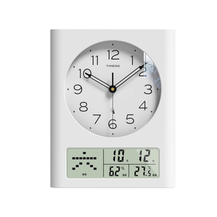 2025款客厅家用挂钟电波自动对时钟表挂墙时钟温度湿度日历免打孔