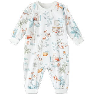 Keper新生婴儿衣服连体衣春装匹马棉亲肤和尚服长袖满月连身爬服