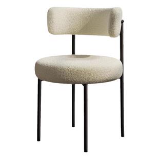 餐椅家用餐厅餐桌椅子2024新款设计师款靠背椅奶油风羊羔绒化妆椅