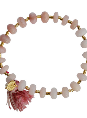 渐变粉红欧泊天使之肌限量澳宝串珠小流苏手链欧珀天然稀有