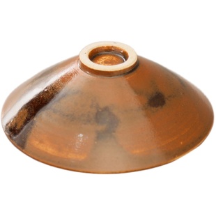 耀州窑许磊手作新派薄胎粗陶酱色釉窑变青瓷中式复古迷你斗笠茶杯