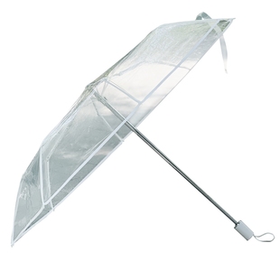 小清新男女通用手开折叠透明伞透明雨伞三折伞折叠雨伞创意学生伞