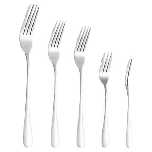 加厚不锈钢叉子牛排刀叉勺西餐具套装长柄成人叉儿童甜品沙拉叉勺