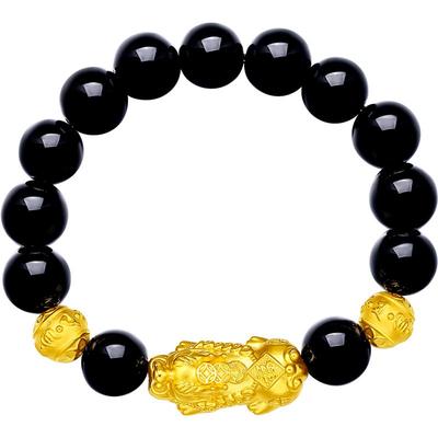 周六福黄金手链定价转运珠貔貅串珠男士足金手串父亲节新年礼物