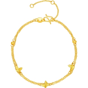 周六福黄金计价5G足金首饰优雅蝶影金踪手链田园系列新年礼物