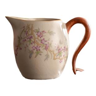 米黄汝窑公道杯陶瓷分茶器家用公杯功夫茶具配件开片可养汝瓷茶海