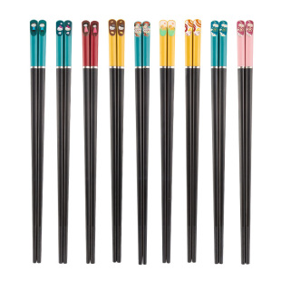 亲子合金筷子3双装4家用防滑儿童短小孩分人标志家庭筷一家三口四