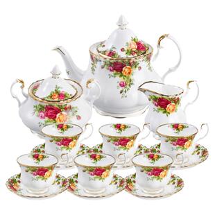 Royal Albert皇家阿尔伯特 老镇玫瑰茶具15件套咖啡杯碟套装英式