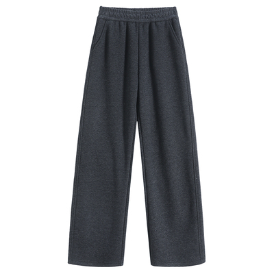 醋酸羊毛阔腿裤女冬季保暖高腰显瘦特大码显瘦直筒裤高级感白色裤