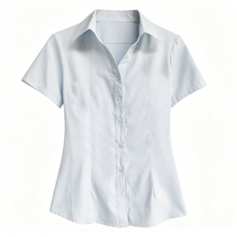 特大码显瘦工作服衬衣女长短袖棉