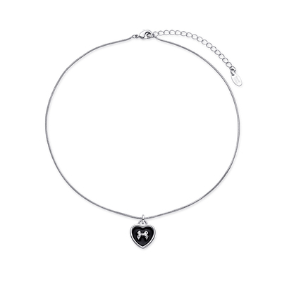 SweetWine黑色珐琅爱心吊坠项链