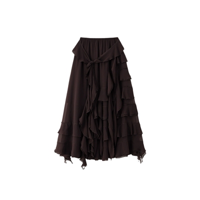 ICEDUST25秋冬层叠荷叶边长半裙