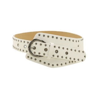 小众设计感白色铆钉宽腰带女士y2k个性百搭腰封连衣裙子收腰皮带