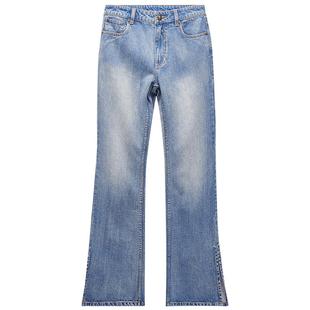 Ed Hardy埃德哈迪春季流行新款美式复古女士牛仔长裤显瘦微喇裤