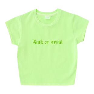 MOUSSY 夏季新品多巴胺刺绣字母正肩短袖T恤女010HS890-0610