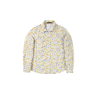 Cycle Document复古宽松多色波点印花长袖衬衫女纯棉休闲叠穿上衣