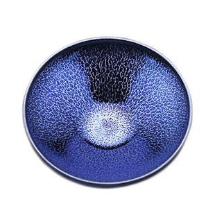 建阳原矿建盏 周远安纯手工蓝麒麟灯盏 铁胎曜变茶盏茶具主人杯