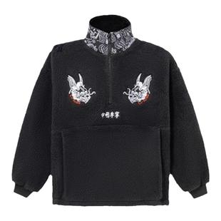 李宁冬季新款外套男子羊羔绒保暖立领套头卫衣棉服 AWDR721