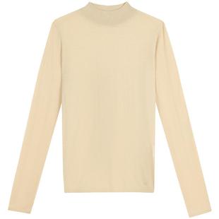 Hazzys哈吉斯素色内搭绵羊毛衫春秋季长袖针织打底女士上衣套头衫