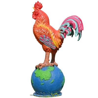 仿真网红发光大公鸡雕塑户外园林景观装饰庭院农庄炒鸡店迎宾摆件
