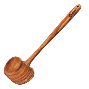 木头蘑菇铲长柄锅铲家用不粘锅专用炒菜铲子圆头木质炒勺木铲厨房