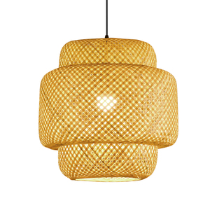 中式禅意茶室竹编吊灯餐厅饭店竹艺灯笼复古个性创意民宿藤编灯罩