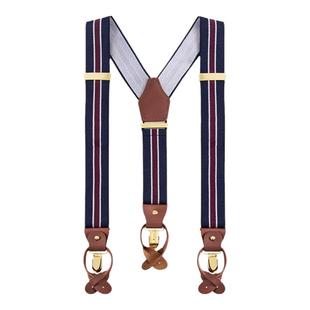 CULTUM男士背带夹真皮Y型吊带成人西服裤子松紧两用扣防掉英伦风