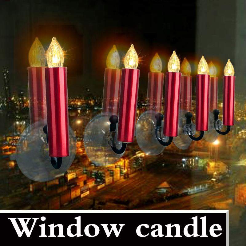 红色圣诞蜡烛遥控电子蜡烛暖灯节日派对氛围装饰塑料led蜡烛灯