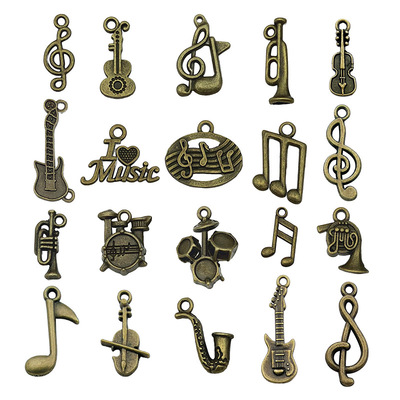 古青音符音乐乐器创意手工diy合金饰品配件项链手链耳环吊坠挂件