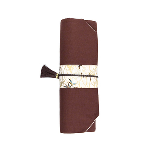 启明文房中楷文房收纳帘毛笔墨汁砚台毛毡帆布收纳袋便携仙鹤印花