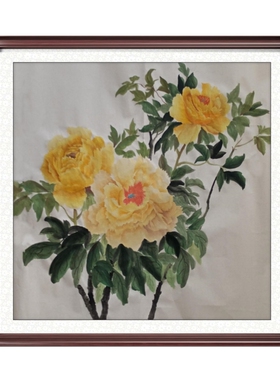 手绘牡丹国画客厅餐厅装饰画