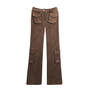 回力美式工装裤女款春秋2025新款小个子显高腰显瘦微喇叭休闲裤子