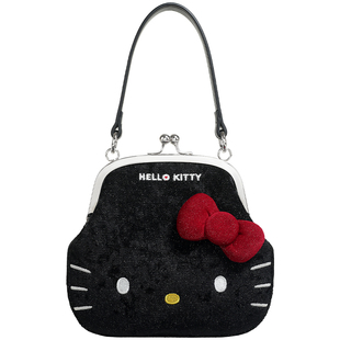 双11预售新品TOUTOUhellokitty黑皮夹子包黑色口金包单肩斜挎包包