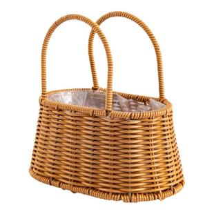 编织插花花篮手提鲜花仿藤编月子手工篮子儿童鸡蛋装饰家居花篮