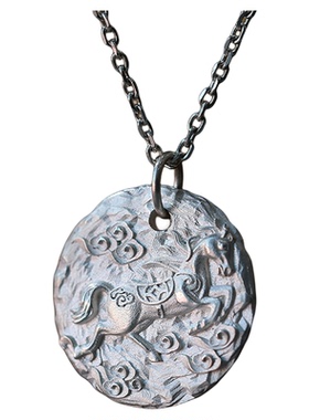 闲工造物纯银999马年本命年吊坠